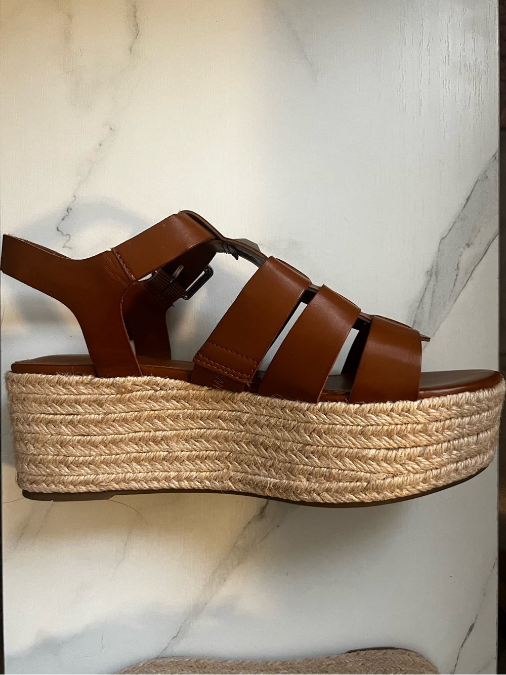 Marc Fisher Brown Espadrille Platform Sandal